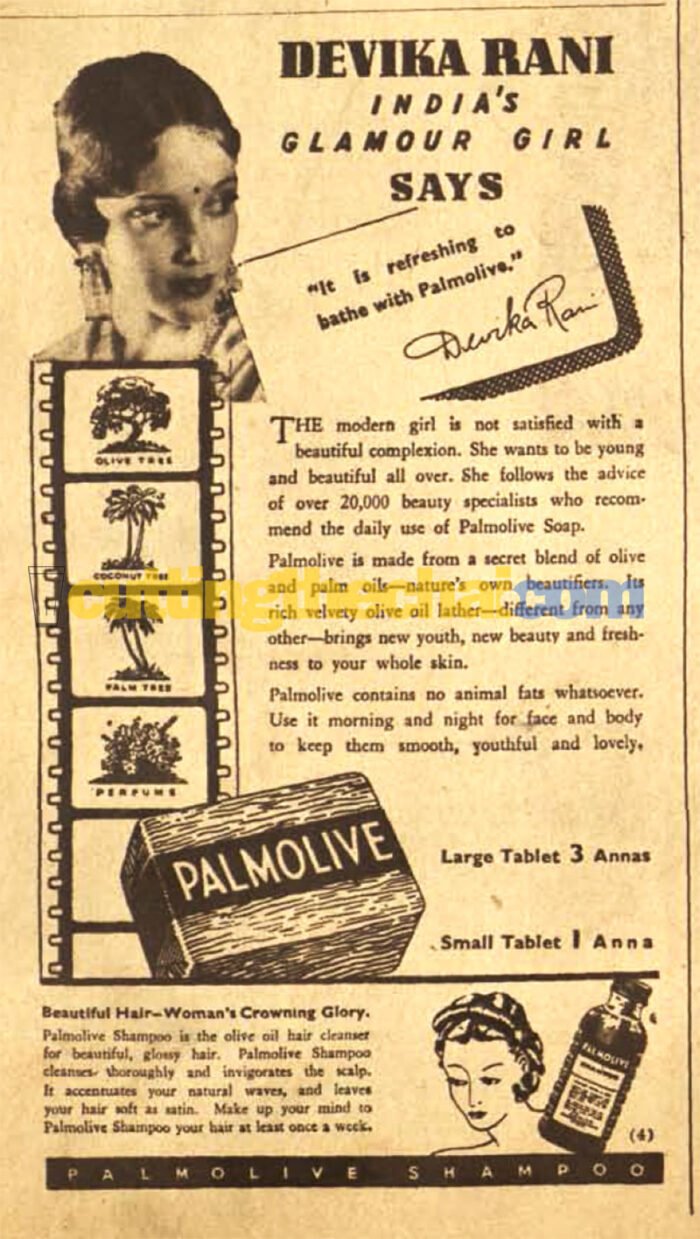 Devika Rani in Palmolive Soap ad from 1938