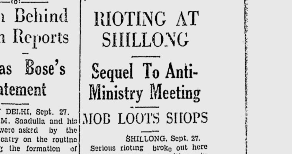 The Indian Express report on the September 27, 1938 riots in Shillong